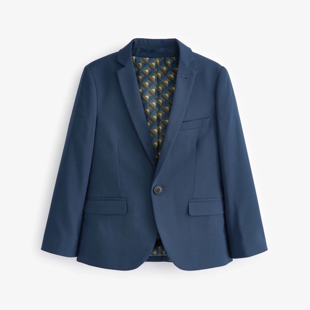 Next Boys Classic Blue Blazer with Patterned Lining